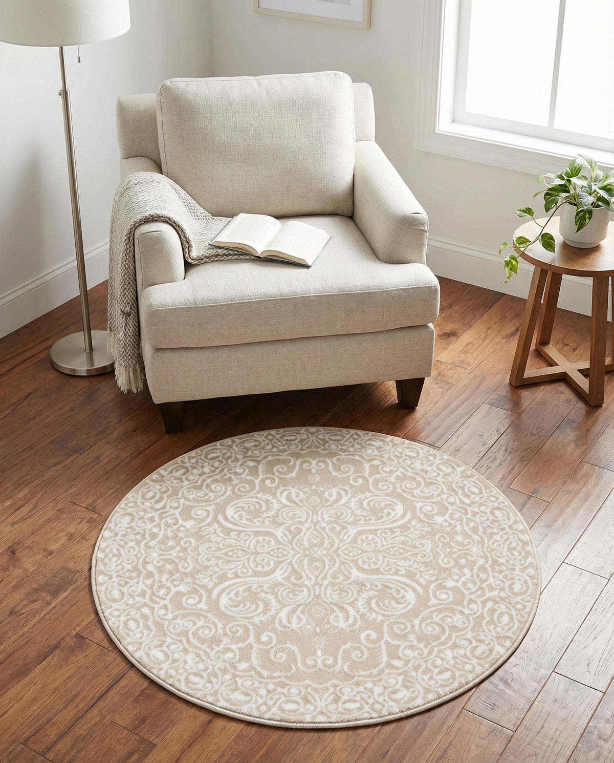 Andes Summit Collection Area Rug -  Lanín Round Beige  lifestyle 111