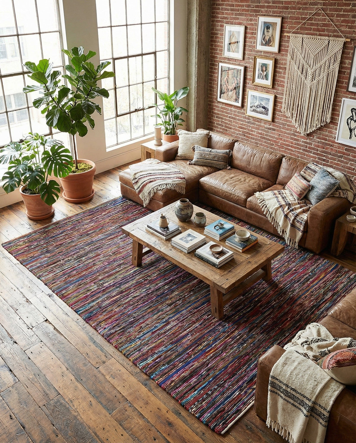 Thar Cotton Collection Area Rug - Alleppey Rectangle Multi Black  lifestyle 6