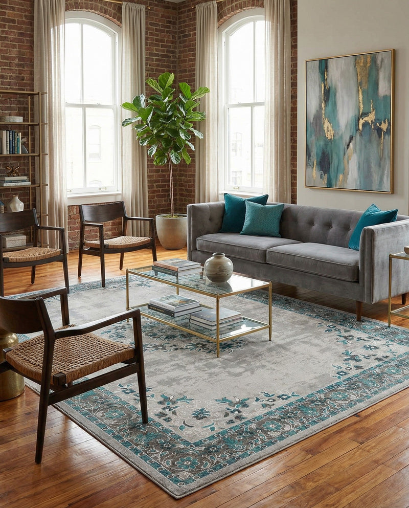 Geneva Terrace Collection Area Rug -  Yverdon Rectangle Gray  lifestyle 37