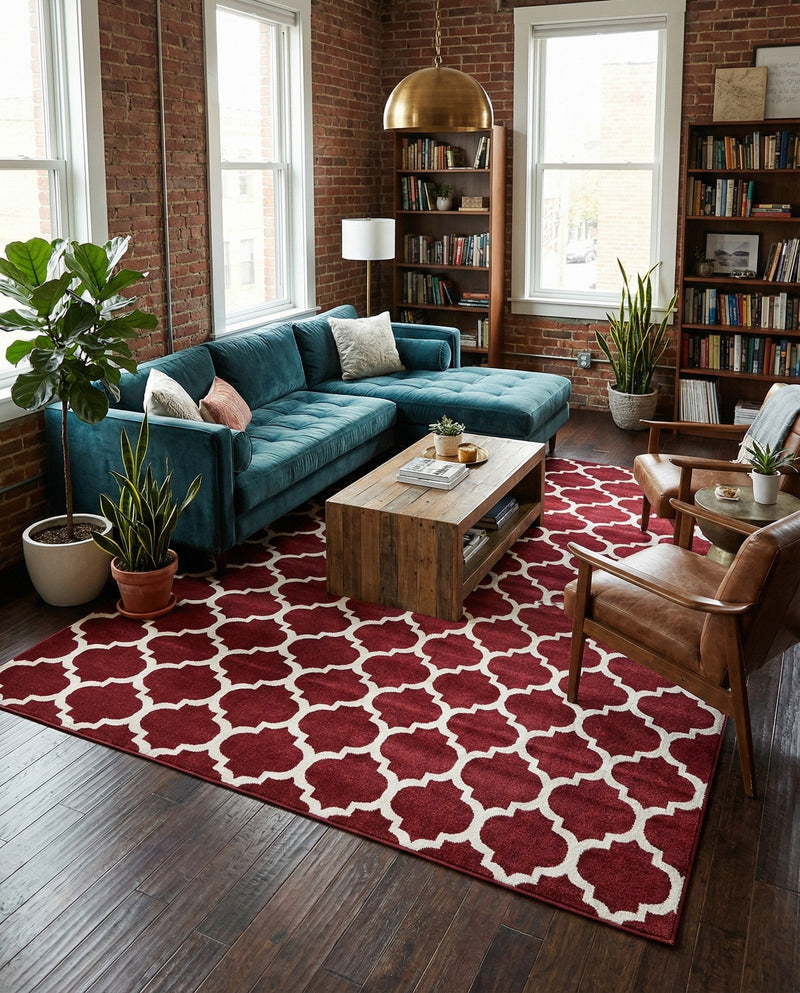 Lattice Gardens Collection Area Rug -  Bloomfield (Dark Terracotta) Rectangle Dark Terracotta  lifestyle 16