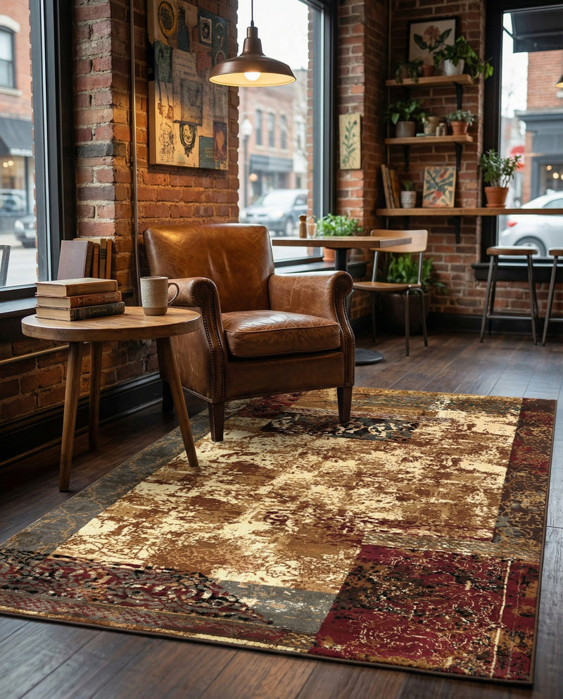 Bistro Lounge Collection Area Rug -  Latte Rectangle Beige  lifestyle 12