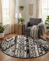 Cascade Range Collection Area Rug - Hood (Black and White) Round Black and White  lifestyle 66