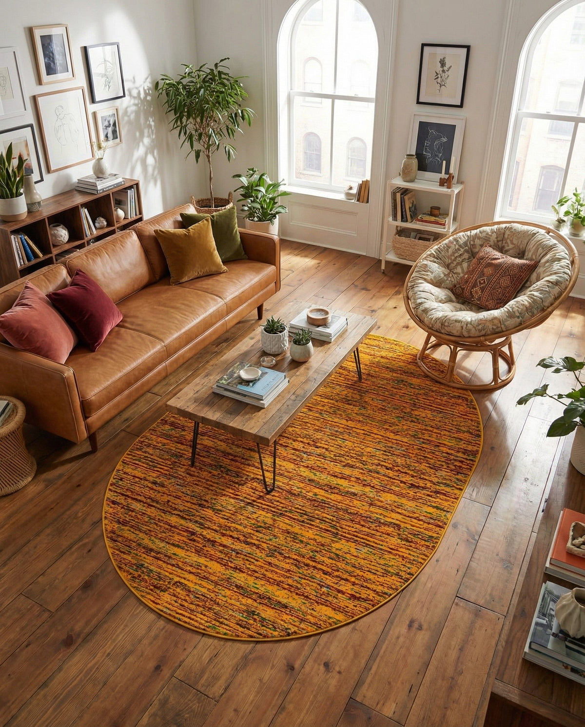 Caribbean Cove Collection Area Rug -  Lucia Oval Yellow  lifestyle 129