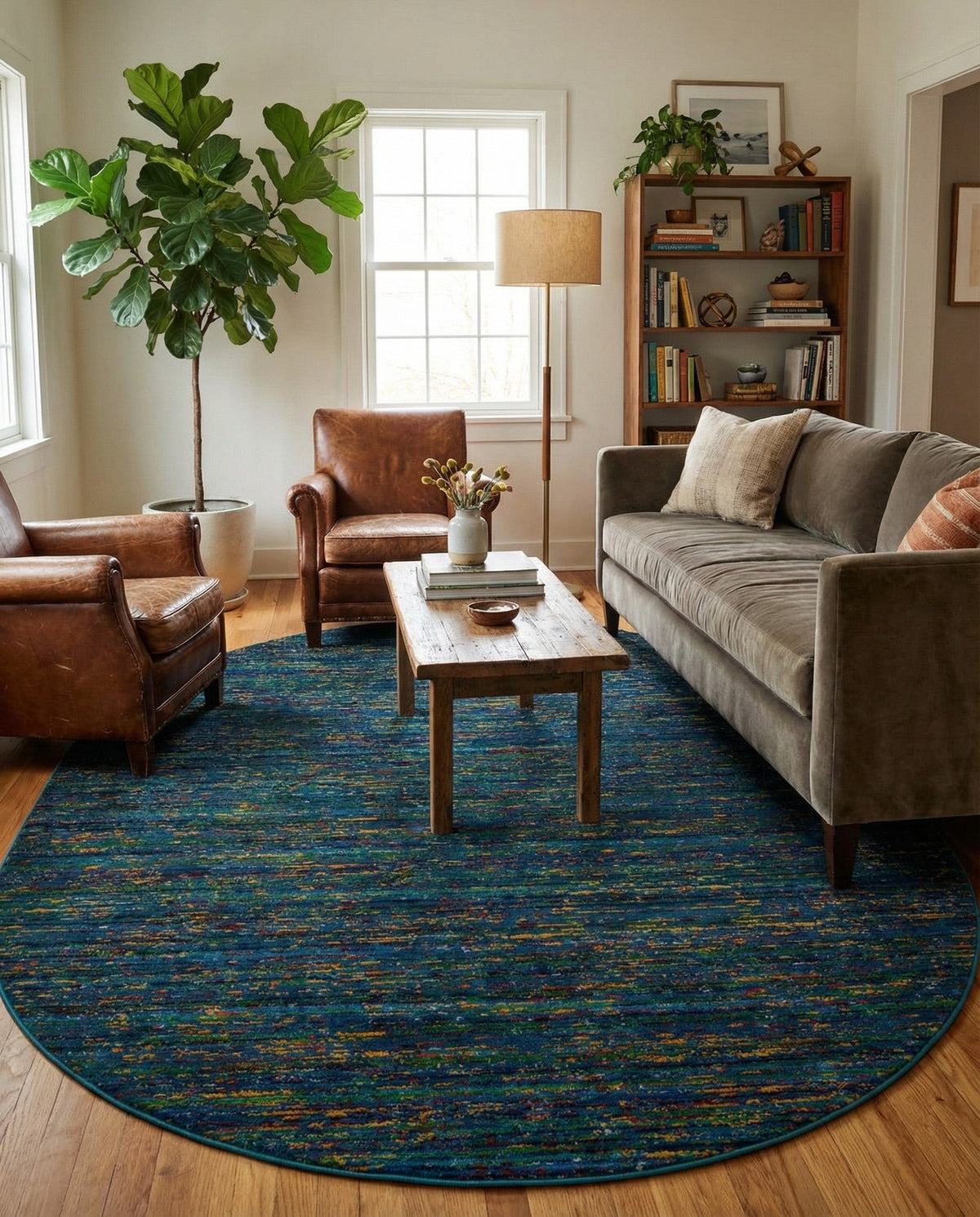Caribbean Cove Collection Area Rug -  Lucia Oval Navy Blue  lifestyle 120