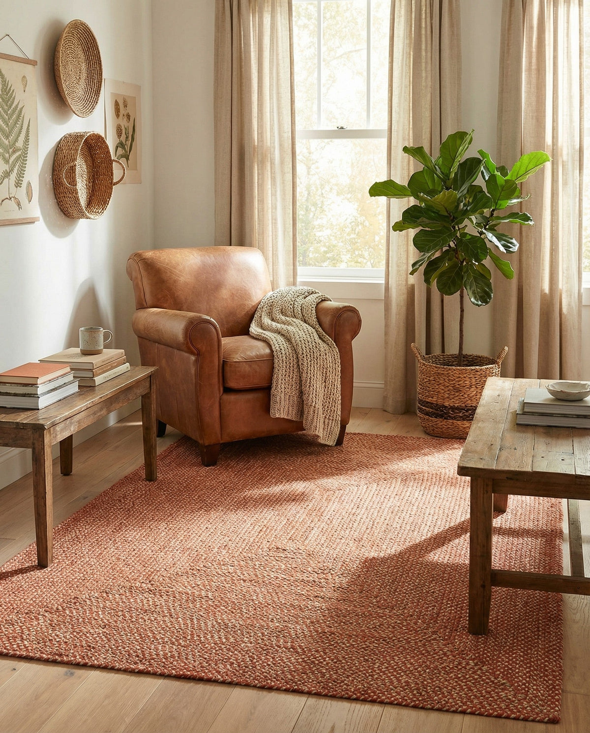 Highland Woven Jute Collection Area Rug - Glenmore (Rust Red) Rectangle Rust Red  lifestyle 13
