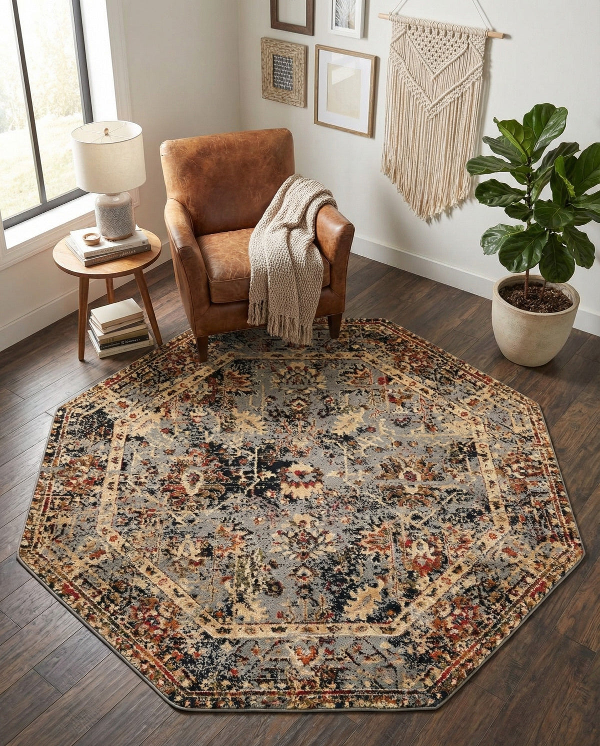 Neptune Elegance Collection Area Rug -  Galatea (Blue) Octagon Blue  lifestyle 72