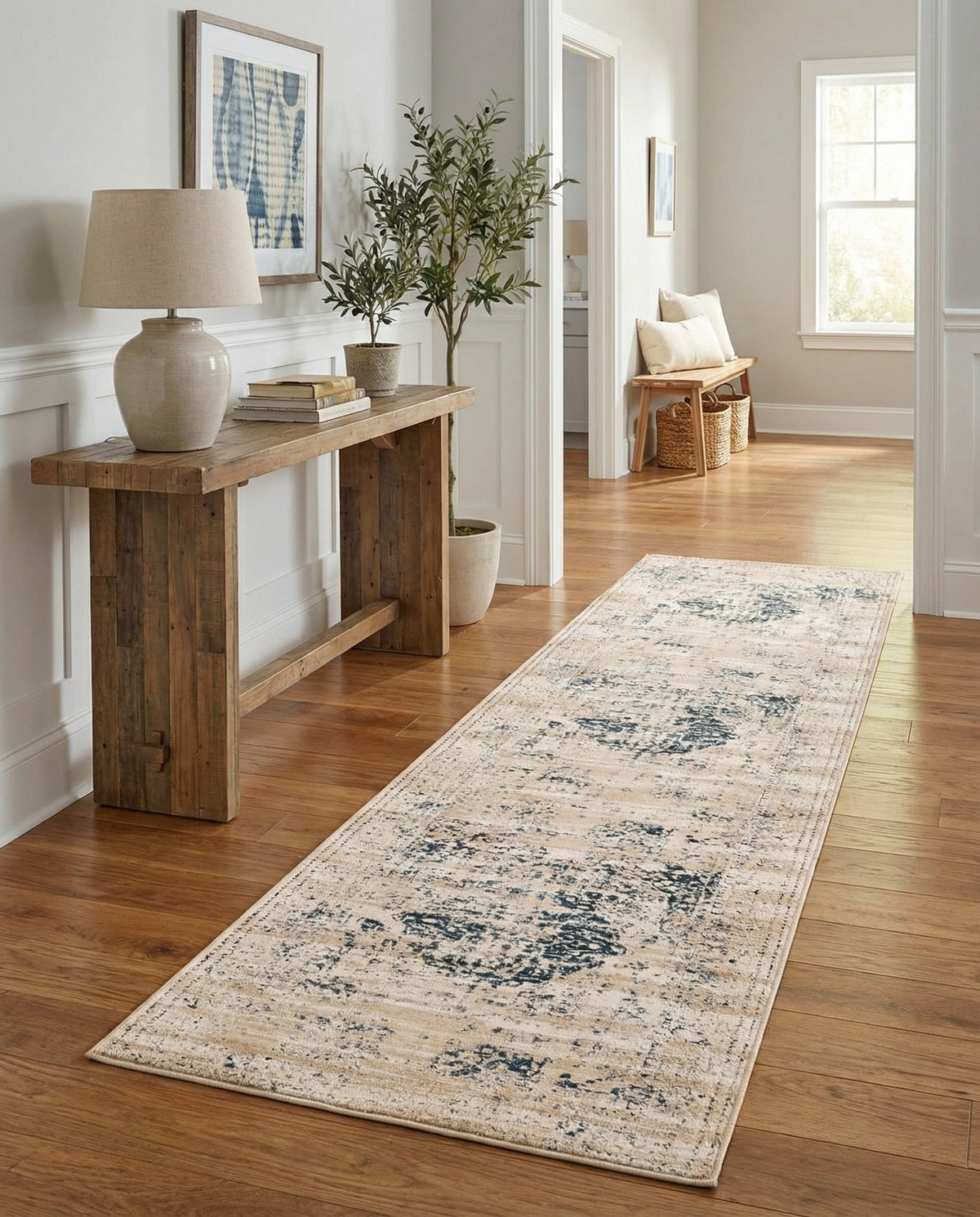 Coastal Manor Collection Area Rug -  Dunes Runner Dark Blue  lifestyle 85