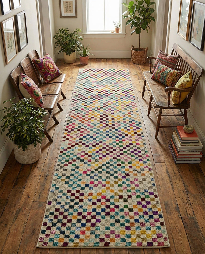 Chromatic Oasis Collection Area Rug -  Flora Runner Multi  lifestyle 55