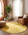 Marrakesh Lattice Collection Area Rug - Casablanca (Yellow) Round Yellow  lifestyle 73