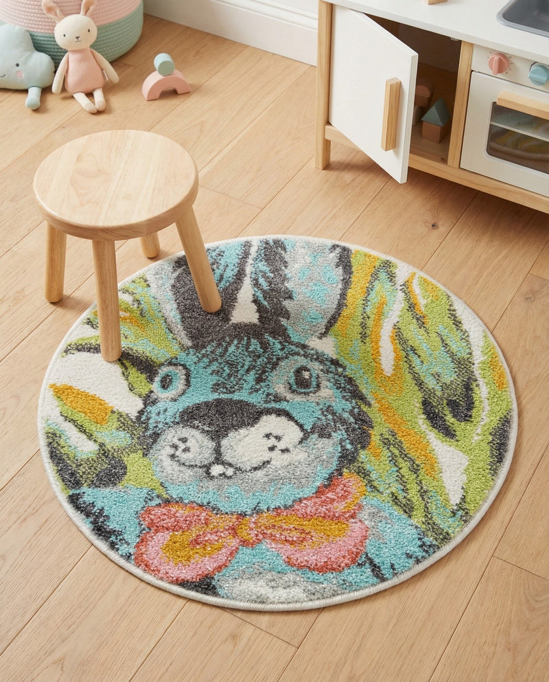 Wonder Tykes Collection Area Rug -  Ombre Round Ivory  lifestyle 4