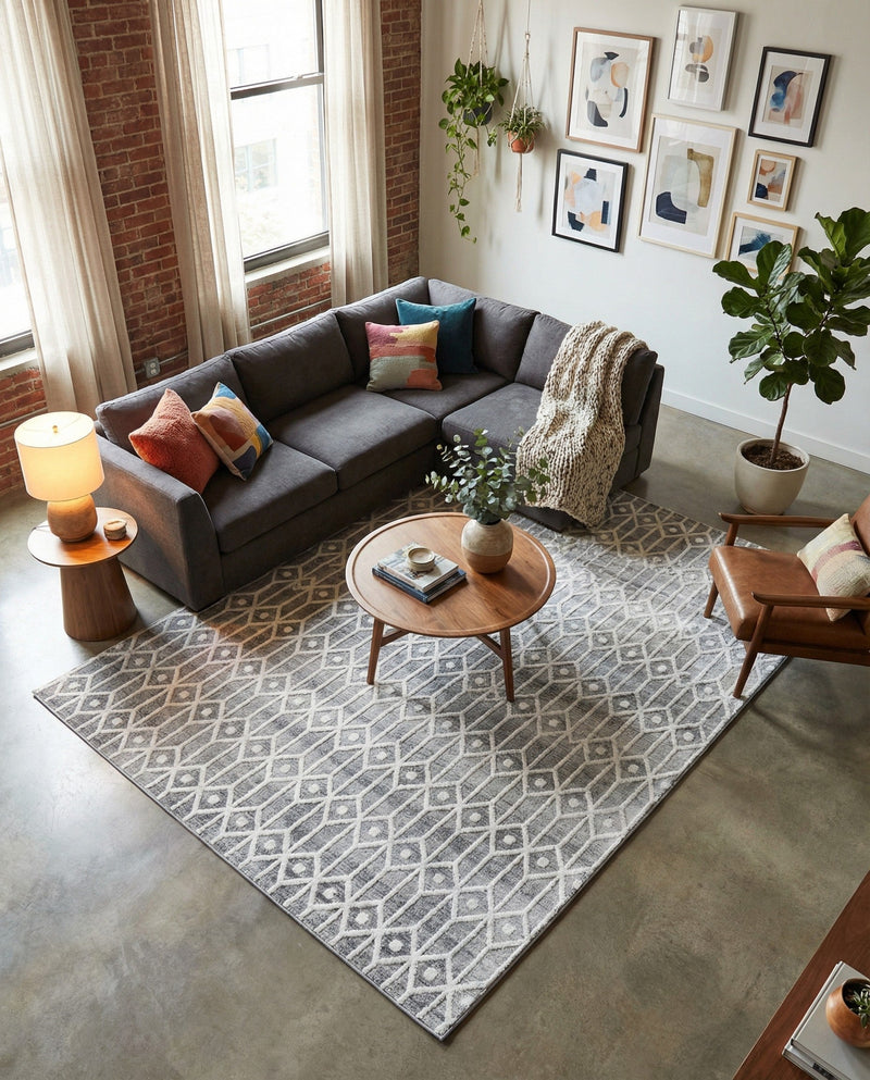 Garden Maze Retreat Collection Area Rug -  Mazeview Rectangle Gray  lifestyle 9