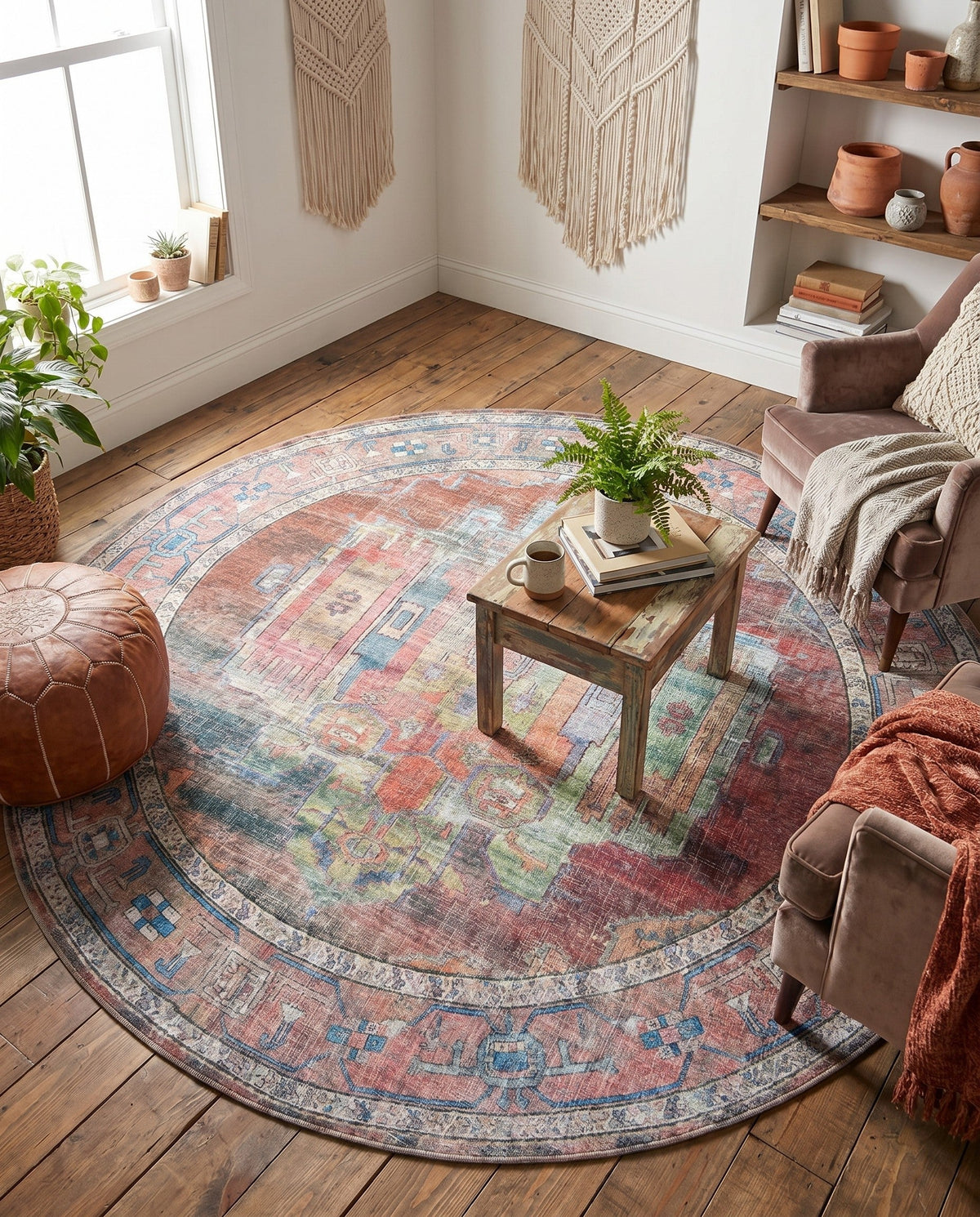 Zahara Oasis Collection Area Rug - Sahara Round Multi  lifestyle 181