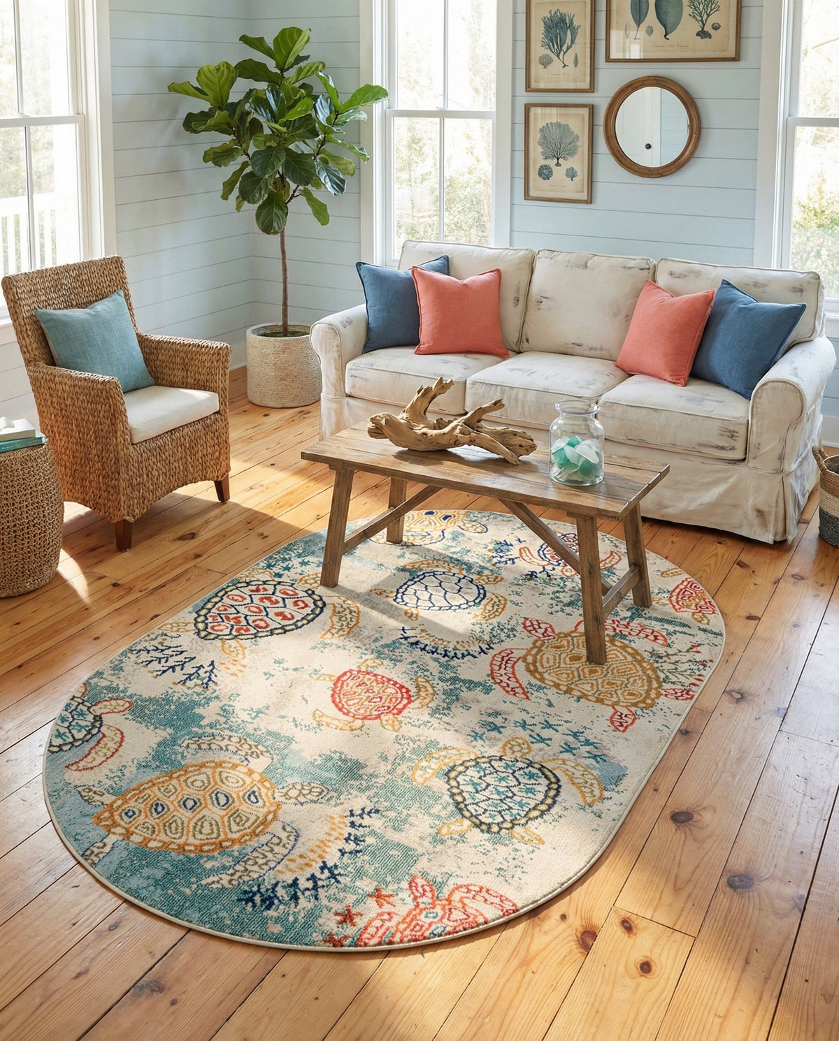 Sorrento Shores Collection Area Rug -  Massa Oval Beige  lifestyle 67
