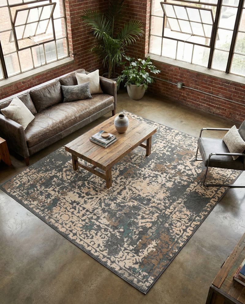 Gobi Sands Collection Area Rug - Dunhuang Square Gray  lifestyle 49
