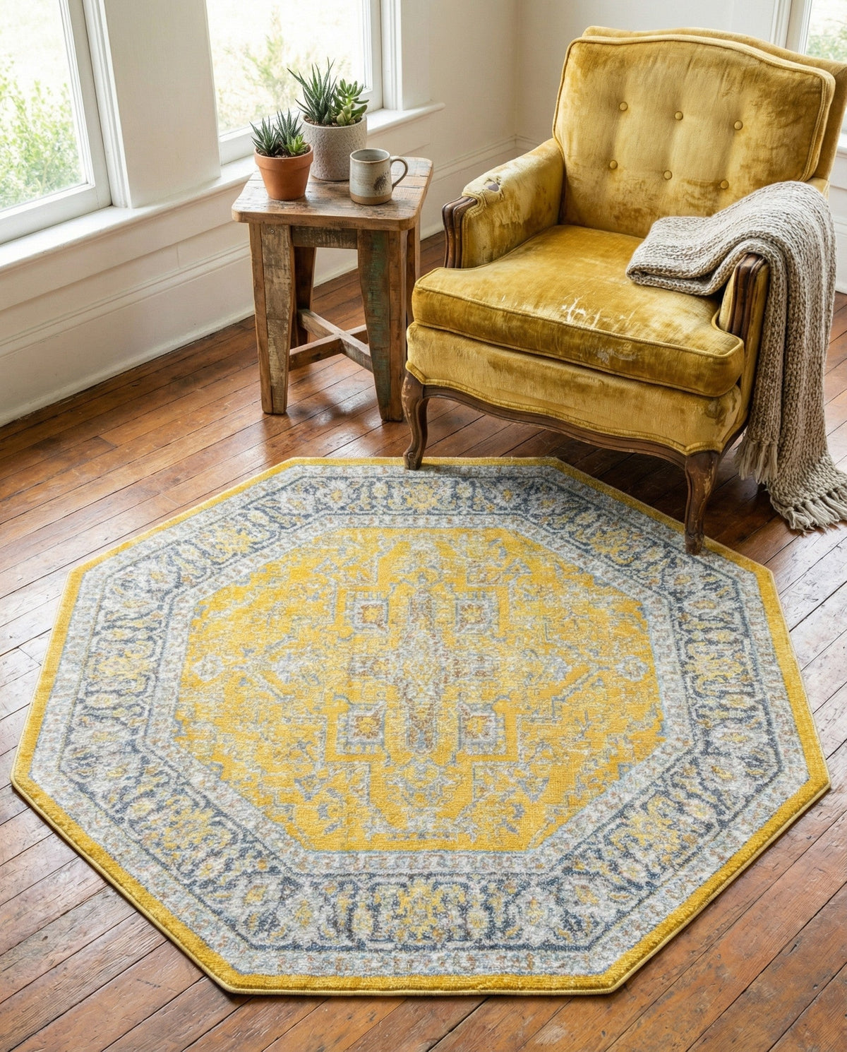 Caribbean Breeze Collection Area Rug -  Andros Octagon Yellow  lifestyle 132