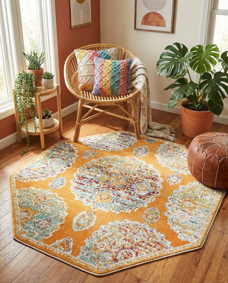 Arcadia Rugs Collection Area Rug -  Atlantis (Orange) Octagon Orange  lifestyle 43
