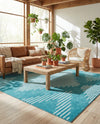 Seychelles Stripes Collection Area Rug - Mahe (Turquoise) Rectangle Turquoise  lifestyle 8