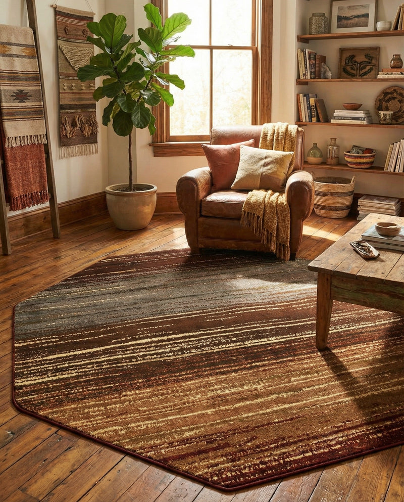 Bistro Lounge Collection Area Rug -  Cortado Octagon Beige  lifestyle 65