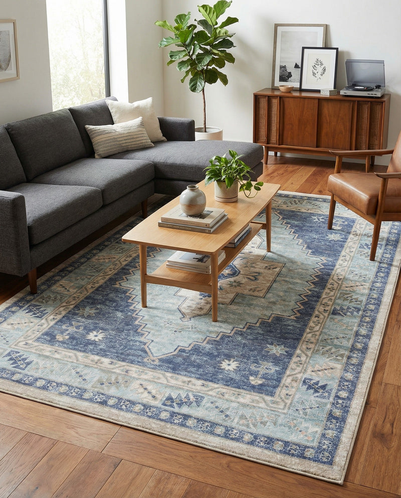 Savannah Series Collection Area Rug -  Augusta (Sky blue) Rectangle Sky blue  lifestyle 38