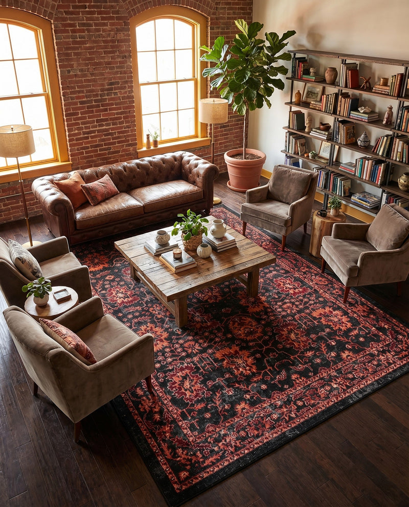 Geneva Terrace Collection Area Rug -  Lausanne Rectangle Black  lifestyle 21