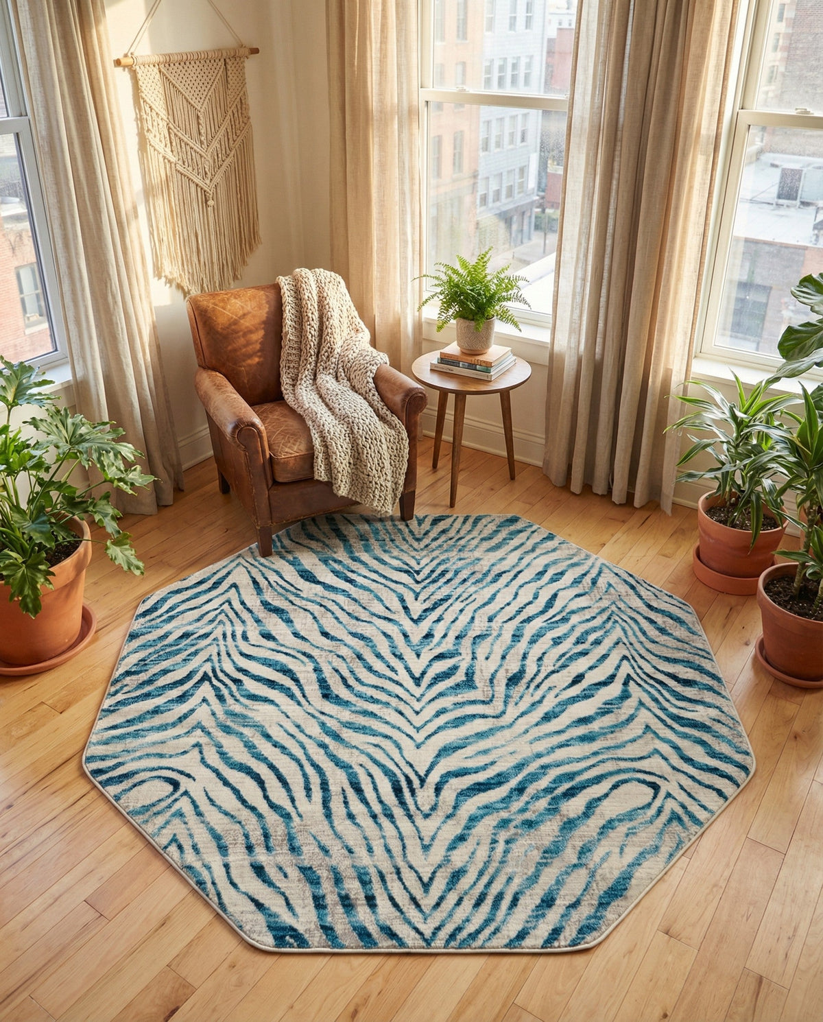 Bloomsbury Elegance Collection Area Rug -  Chelsea Octagon Blue  lifestyle 80