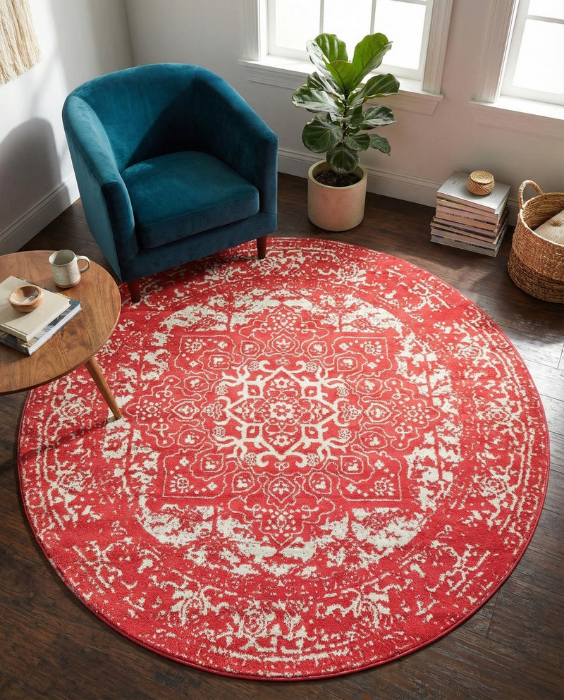 Georgetown Rugs Collection Area Rug - Dupont (Pink) Round Pink  lifestyle 46
