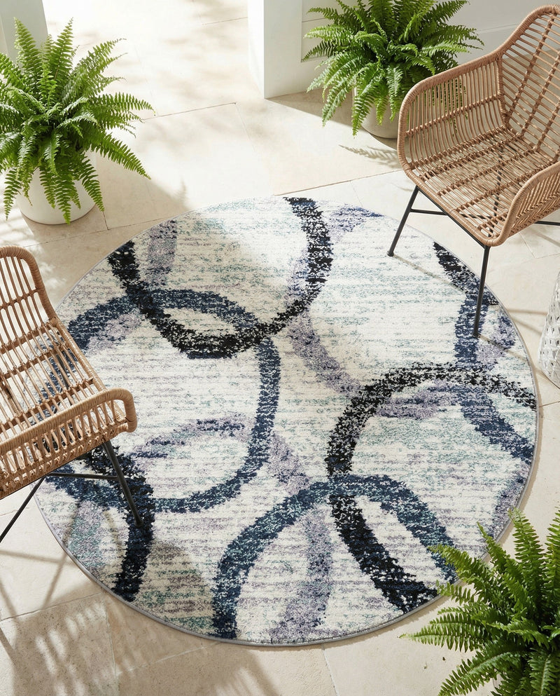 Santa Fe Trails Collection Area Rug -  Taos Round Ivory  lifestyle 52