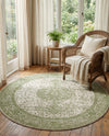 Dover Terrace Collection Area Rug - Marina (Green) Round Green  lifestyle 49