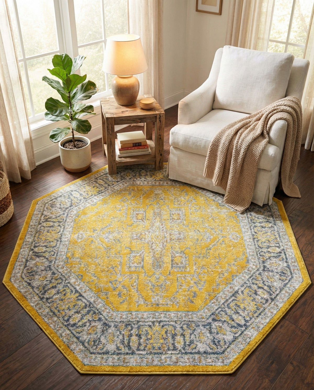 Caribbean Breeze Collection Area Rug -  Andros Octagon Yellow  lifestyle 133