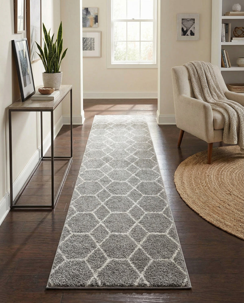 Trellis Mosaic Collection Area Rug - Arborville (Light Gray) Runner Light Gray  lifestyle 92