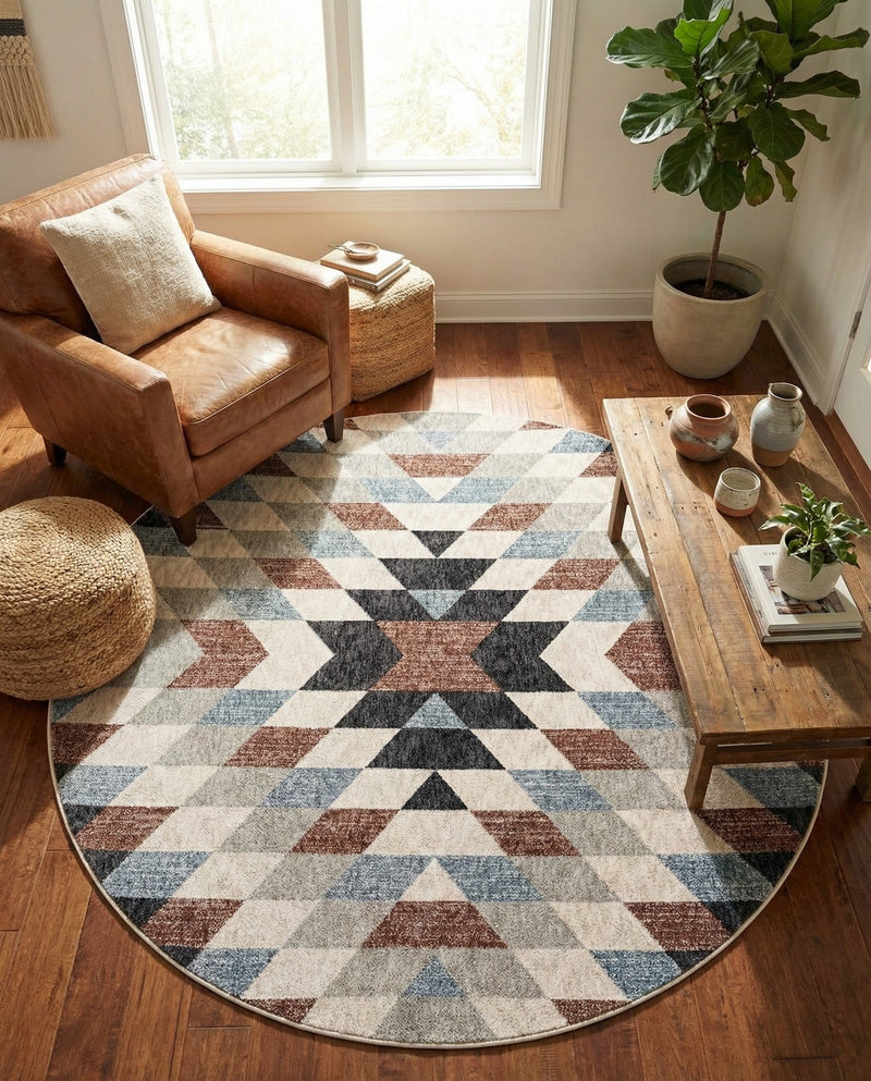 Desert Modern Eco Rug Series Collection Area Rug - Sedona Round Multi  lifestyle 57