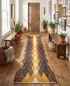 Thar Cotton Collection Area Rug -  Munnar Runner Brown Yellow Black  lifestyle 32