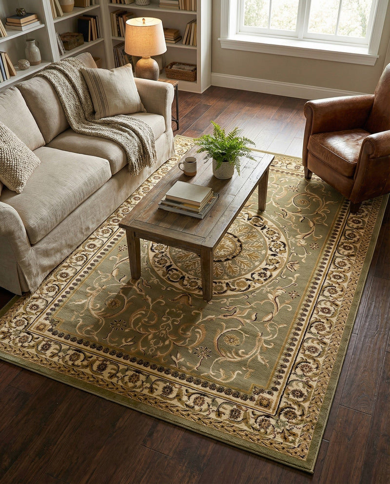 Versailles Elegance Collection Area Rug -  Montreuil Rectangle Light Green  lifestyle 26