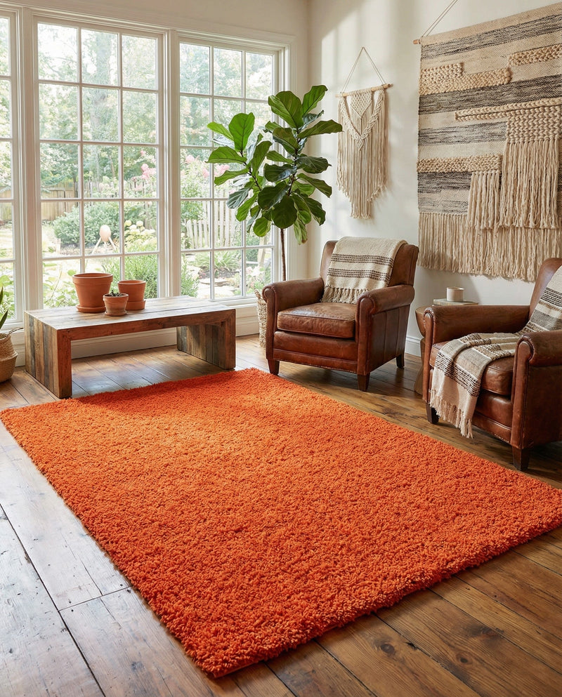 Plush Oasis Collection Area Rug - Serenity (Tiger Orange) Rectangle Tiger Orange  lifestyle 18