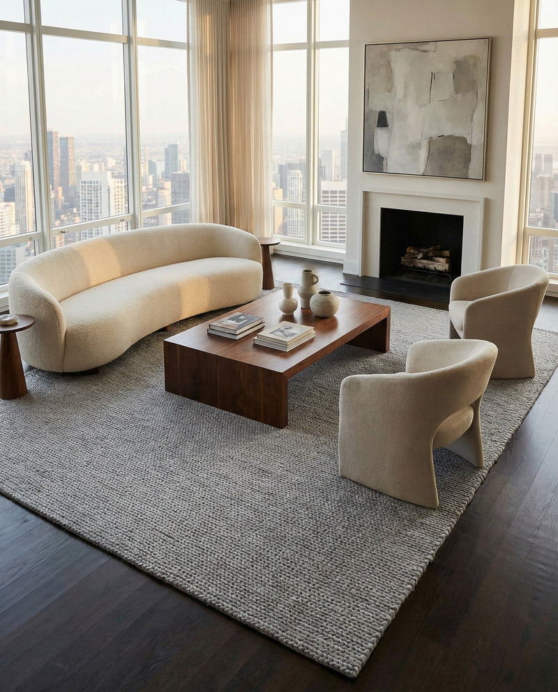 Lana Tasmanian Wool Collection Area Rug - Waitomo Rectangle Space Gray  lifestyle 24