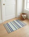 Coastal Stripe Dhurrie Collection Area Rug - Seashore Rectangle Aqua Blue and Gray  lifestyle 21