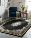 Tabriz Tapestry Collection Area Rug - Azerbaijan (Black) Rectangle Black  lifestyle 8