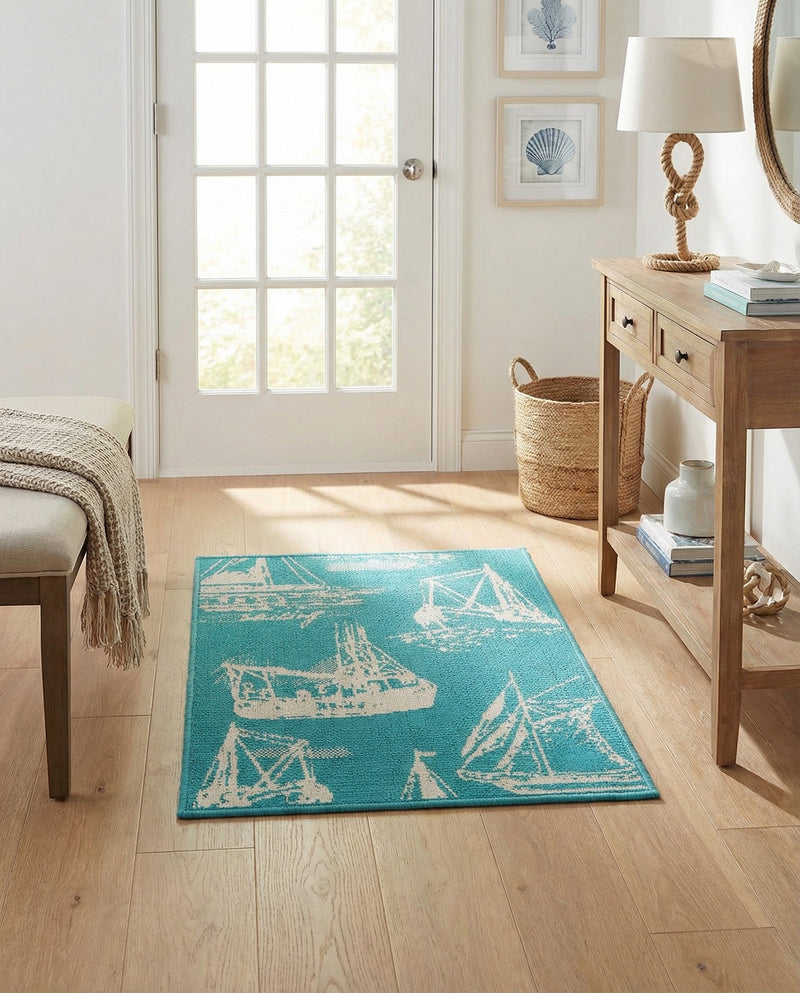 Seaside Haven Rugs Collection Area Rug -  Beachcomber Rectangle Teal  lifestyle 7