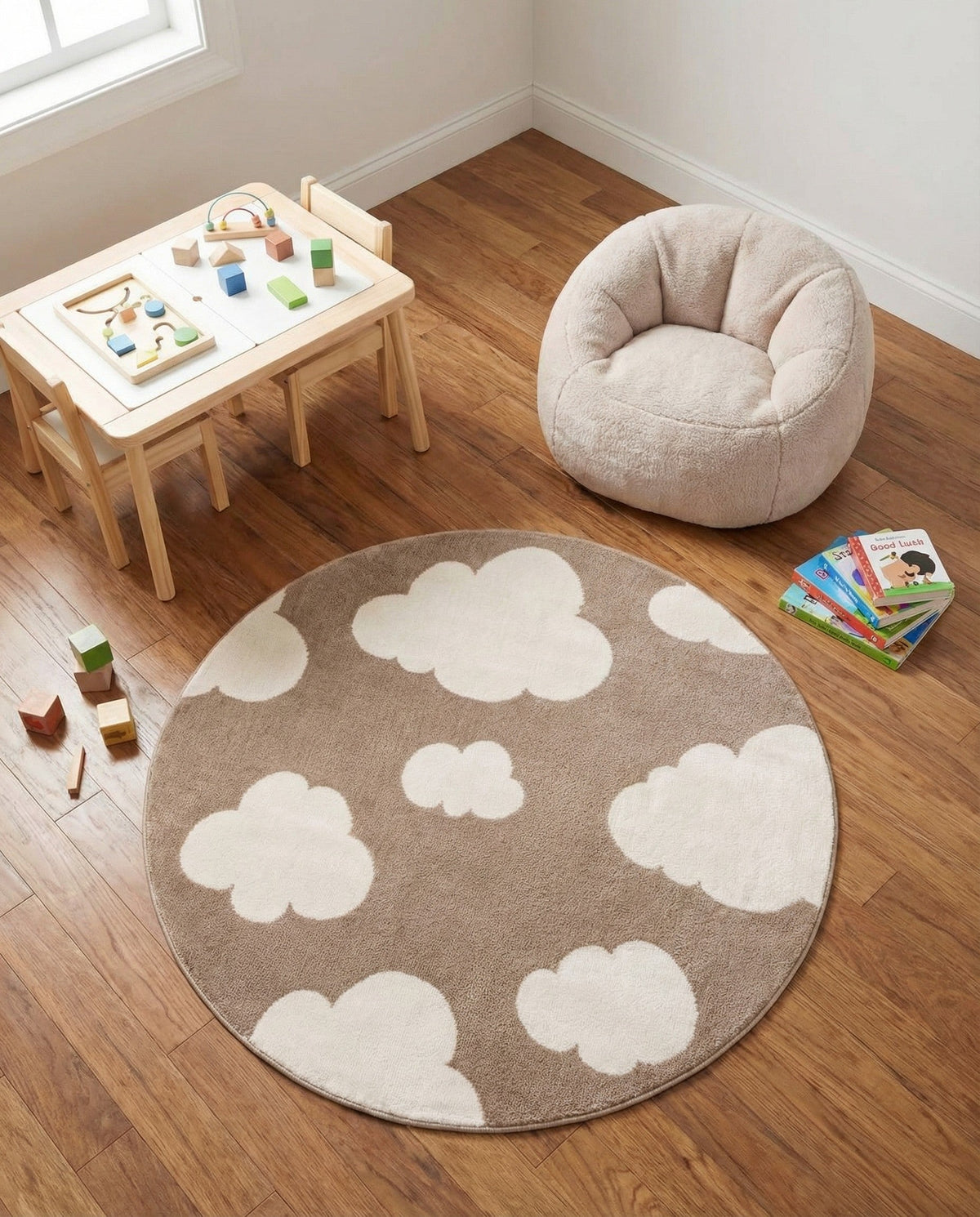 Wonder Tykes Collection Area Rug -  Dreamview Round Hazelnut Beige  lifestyle 108