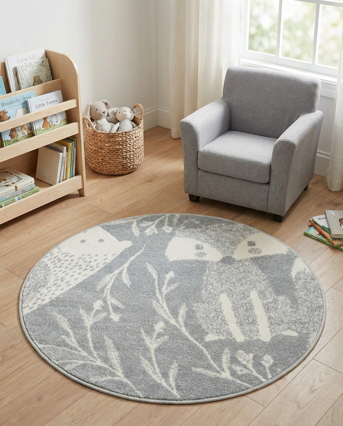 Wonder Tykes Collection Area Rug -  Quirky Round Gray  lifestyle 80
