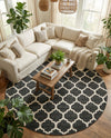 Lattice Gardens Collection Area Rug -  Bloomfield (Black) Round Black  lifestyle 52