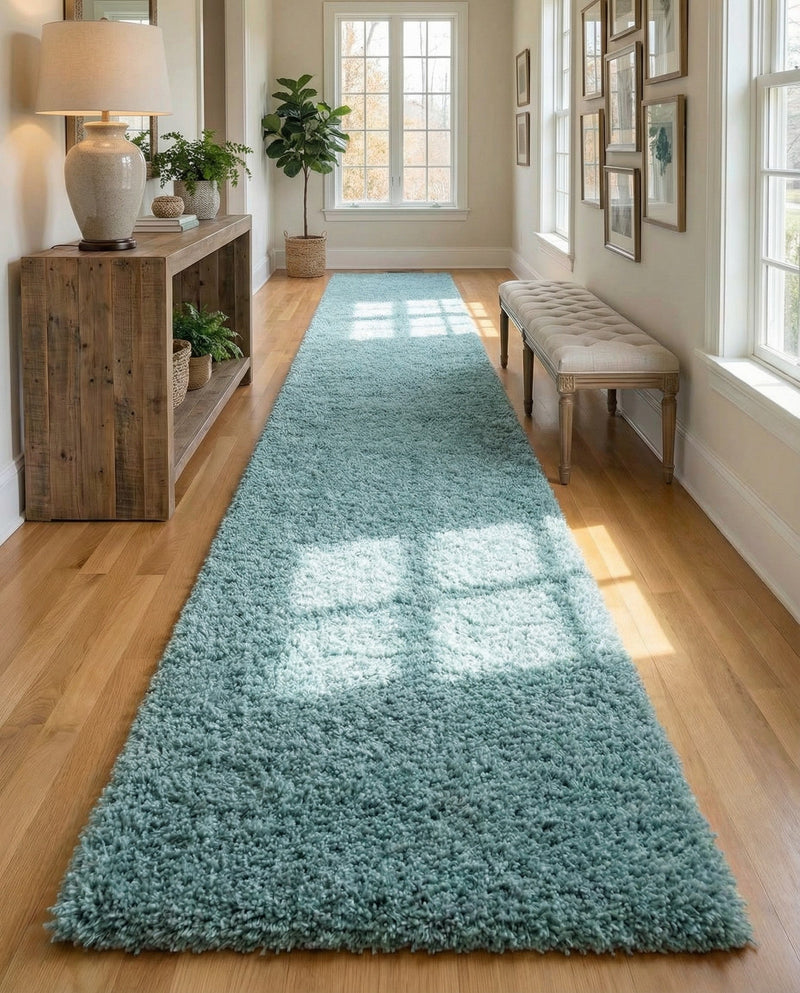 Plush Oasis Collection Area Rug - Serenity (Light Slate Blue) Runner Light Slate Blue  lifestyle 84