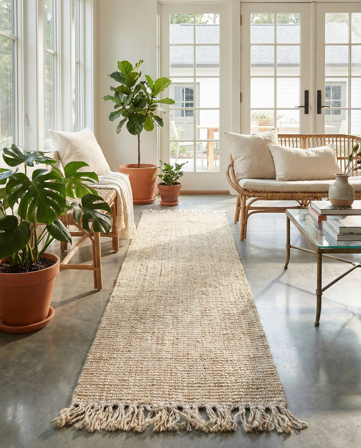Savannah Jute Collection Area Rug - Seashore Runner Ivory  lifestyle 190