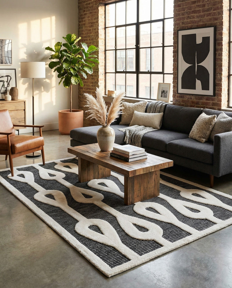 Monochrome Collection Area Rug -  Marble Rectangle Gray  lifestyle 23