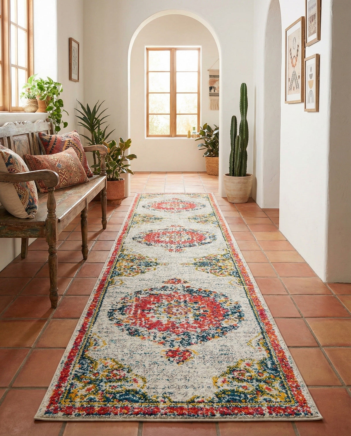 Brighton Terrace Collection Area Rug - Hove (Ivory) Runner Ivory  lifestyle 77