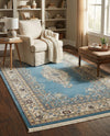 Persian Elegance Collection Area Rug - Isfahan Rectangle Blue  lifestyle 37