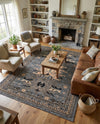 Tabriz Tapestries Collection Area Rug - Azerbaijan (Gray) Rectangle Gray  lifestyle 9