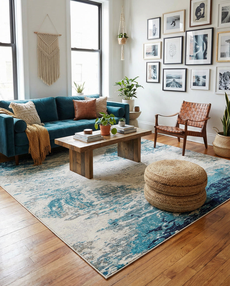 Colorburst Oasis Collection Area Rug -  Tropic Rectangle Blue  lifestyle 8