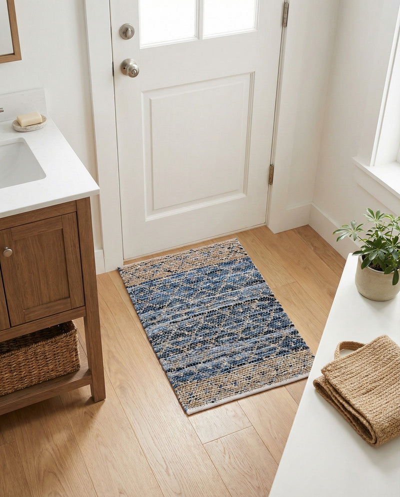 Tulum Trellis Collection Area Rug - Shoreline Rectangle Denim blue  lifestyle 44