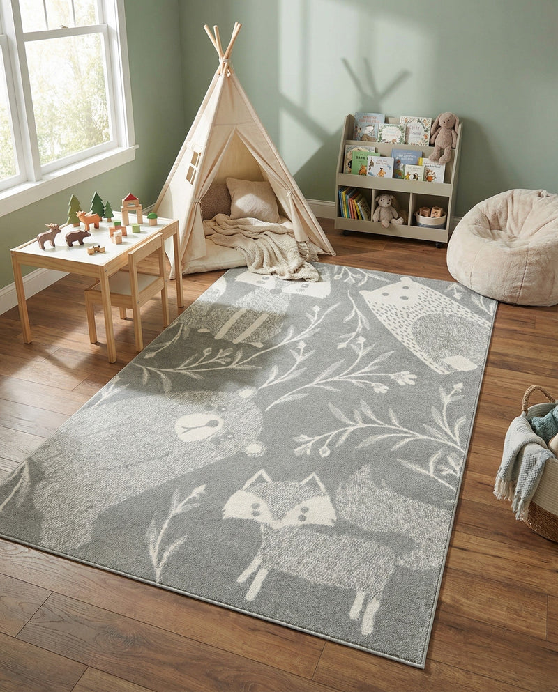 Wonder Tykes Collection Area Rug -  Quirky Rectangle Gray  lifestyle 23